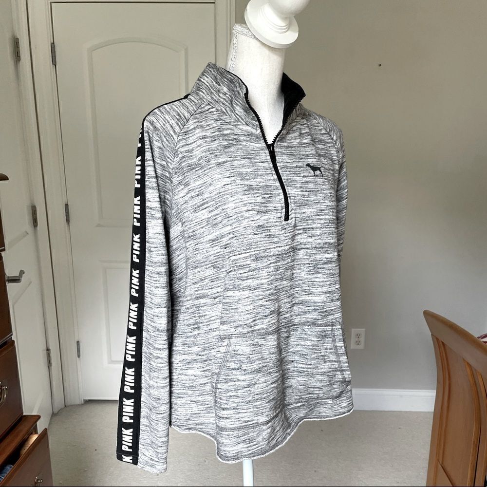 Victoria’s Secret Pink Space-dye Grey/Black 1/4 Zip Pullover